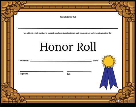 Honor Roll Template Free
